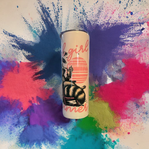 20 oz Skinny Double-Walled Stainless Steel Tumbler – Feral Girl Summer Raccoon Design