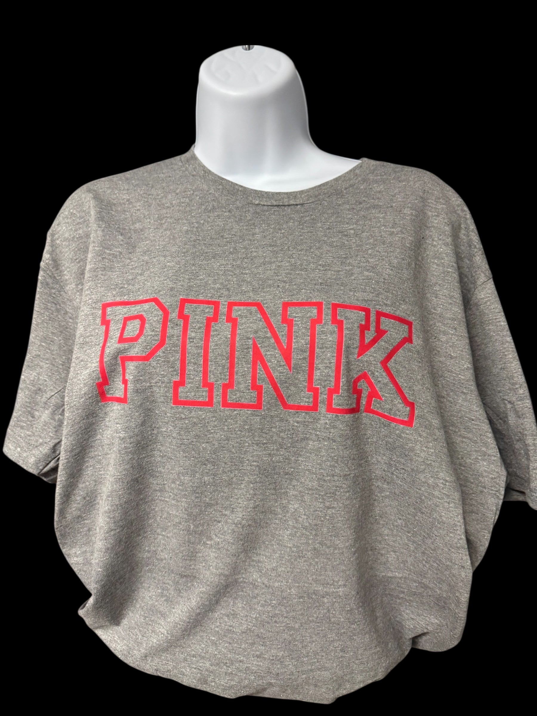 Pink Letter Graphic T-Shirt – Heather Gray