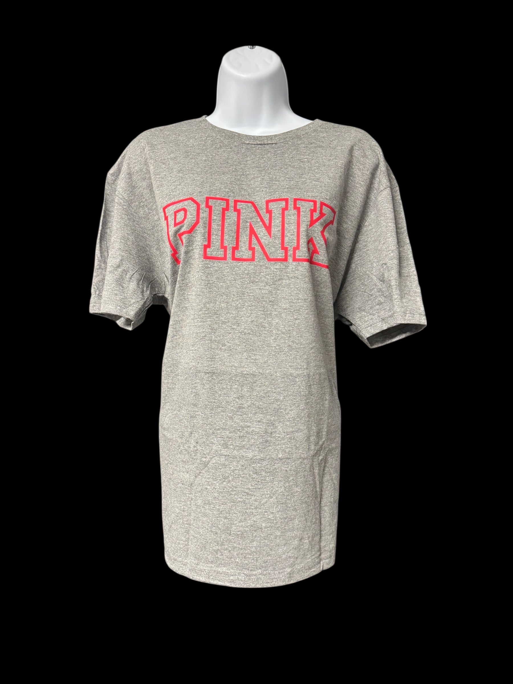 Pink Letter Graphic T-Shirt – Heather Gray