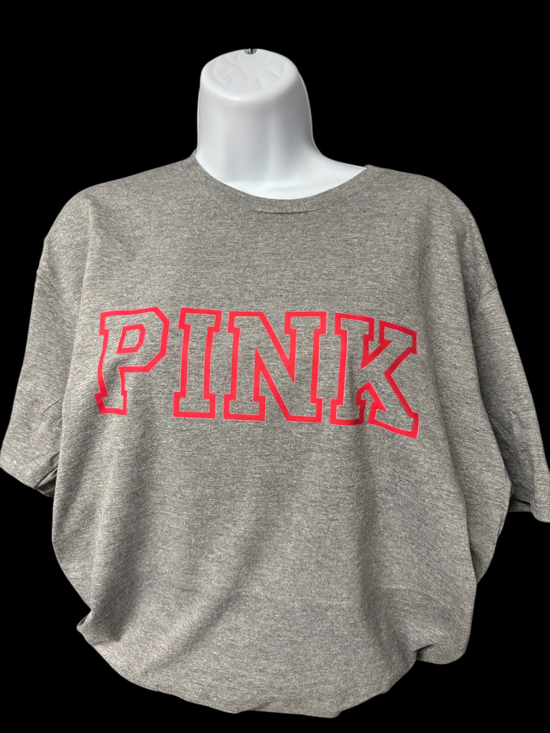 Pink Letter Graphic T-Shirt – Heather Gray