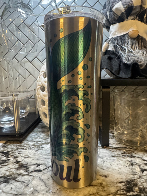 20oz skinny tumbler/ Salty Soul